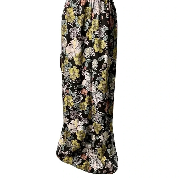 LOFT Black Floral Sleeveless Maxi Dress with Side Slits Size 14 - Picture 8 of 15